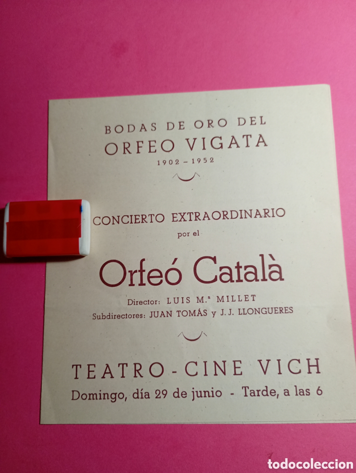 Musica di collezione: VICH ORFE&Oacute; CATAL&Agrave; CONCIERTO DIRECTOR L. M&ordf; MILLET BODAS DE ORO ORFE&Oacute; VIGAT&Agrave; 1902/52 TEATRO CINE VICH
