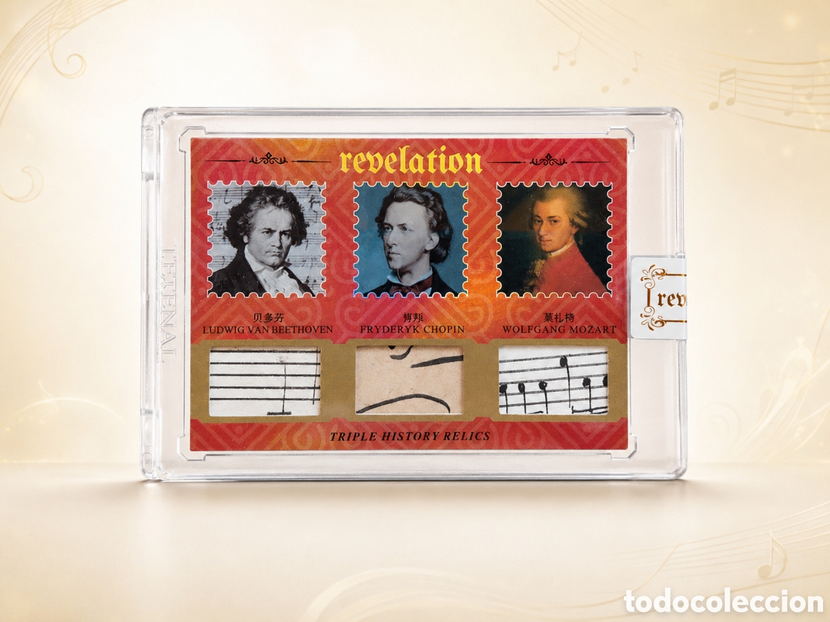 M&uacute;sica de colecci&oacute;n: Rara tarjeta Beethoven Chopin Mozart 18/25 con partituras manuscritas