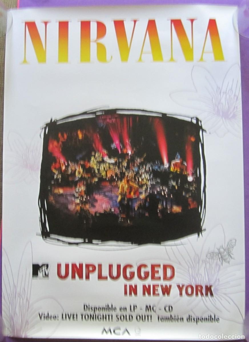 M&uacute;sica de colecci&oacute;n: POSTER NIRVANA: UNPLUGGED IN NEW YORK. ORIGINAL PROMOCIONAL ESPA&Ntilde;A 1994. 49,00x68,00 cms.