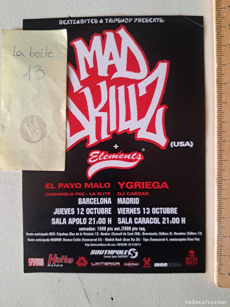 M&uacute;sica de colecci&oacute;n: FLYER CONCIERTO MAD SKIUZ ELEMENTS EL PAYO MALO YGRIEGA A&Ntilde;O 2001 SALA APOLO