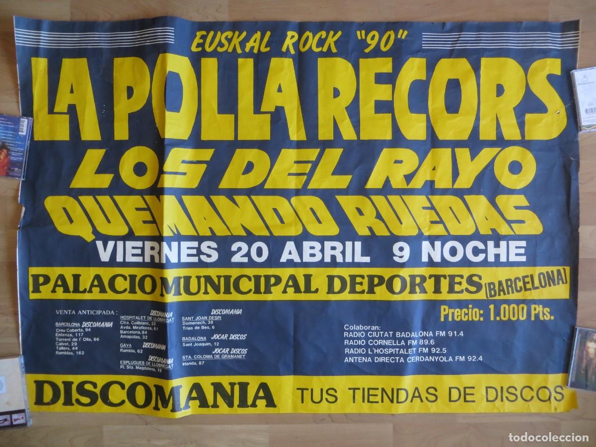 M&uacute;sica de colecci&oacute;n: LA POLLA RECORDS-LOS DEL RAYO-QUEMANDO RUEDAS: EUSKAL ROCK 90- POSTER GIGANTE CONCIERTO