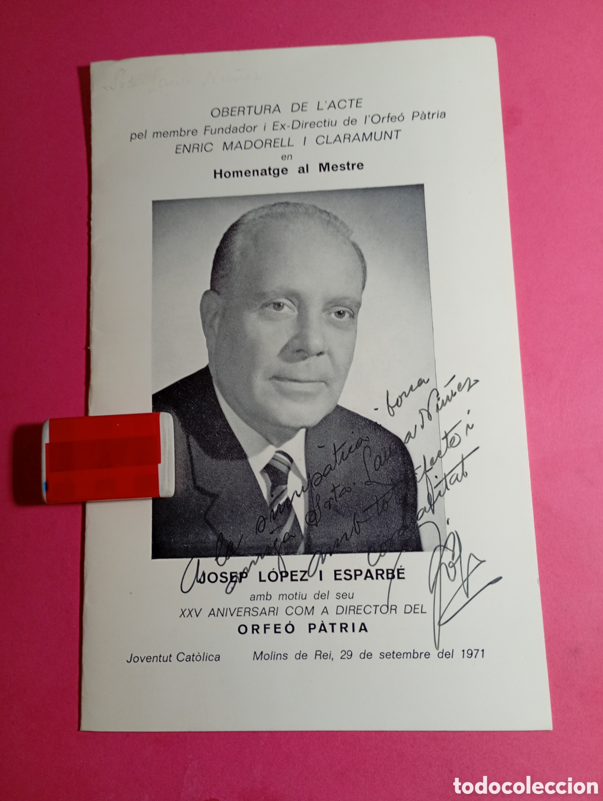 M&uacute;sica de colecci&oacute;n: MOLINS DE REI JOVENTUT CAT&Oacute;LICA ORFE&Oacute; P&Agrave;TRIA HOMENATGE A JOSEP L&Oacute;PEZ I ESPARB&Eacute; XXV ANYS DIRECTOR
