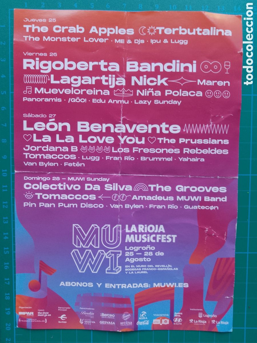 M&uacute;sica de colecci&oacute;n: Flyer MUWI FESTIVAL 2022 LEON BENAVENTE .LA LA LOVE YOU.RIGOBERTA MAMDI I