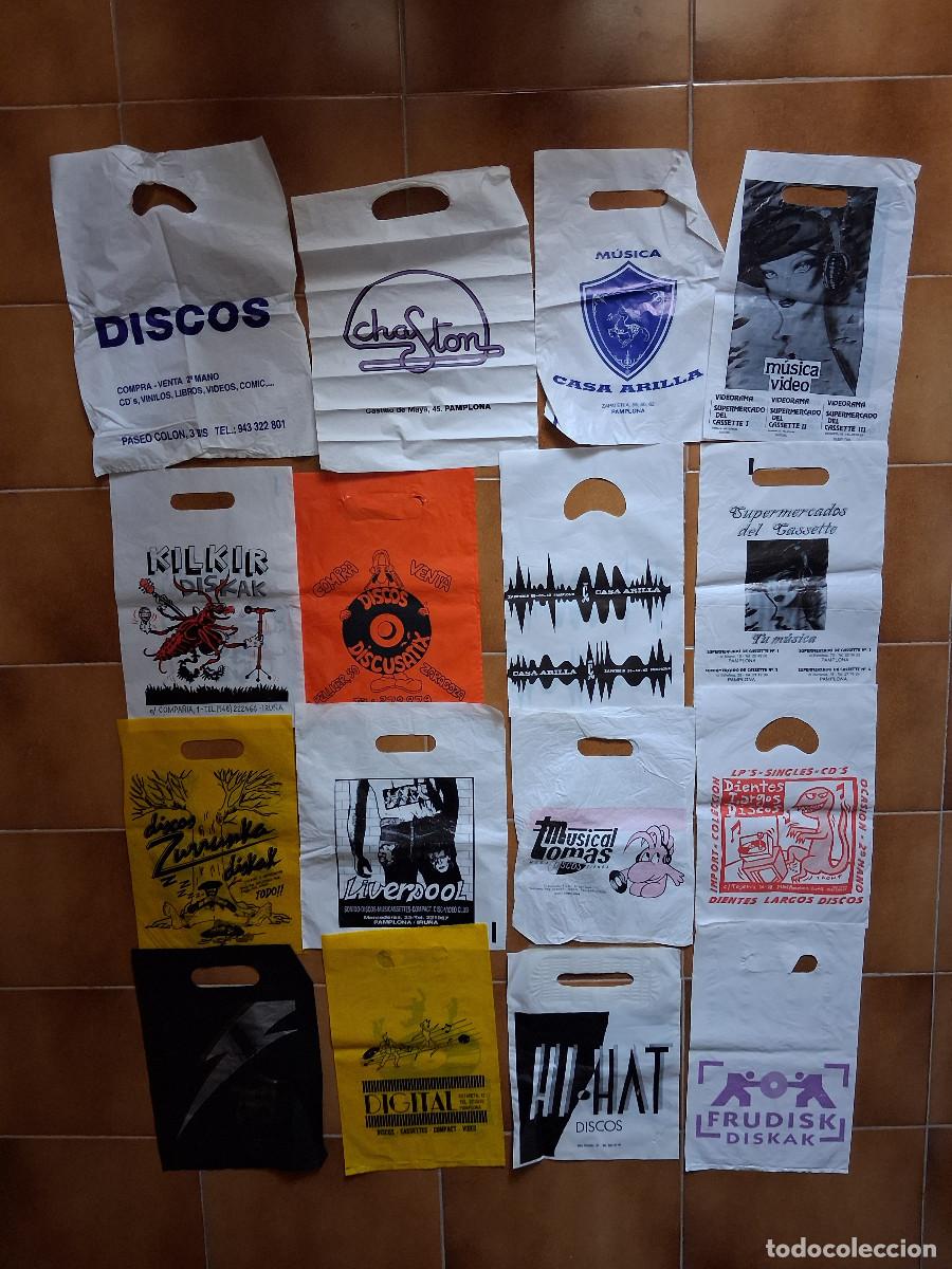 M&uacute;sica de colecci&oacute;n: Lote 16 bolsas antiguas de tiendas de discos formato CD y cassette