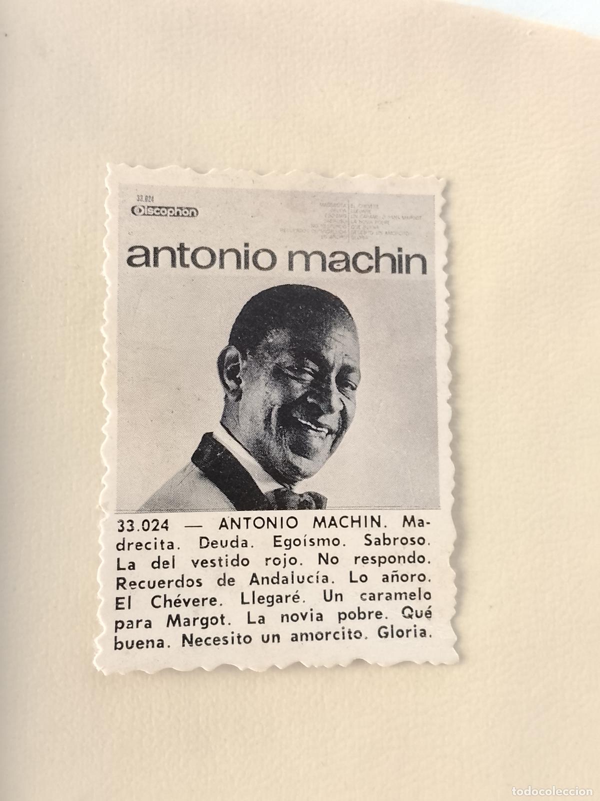 M&uacute;sica de colecci&oacute;n: SIMILAR A CROMO DE CARTON troquelado MUSICA - CANTANTE O GRUPO - ANTONIO MACHIN