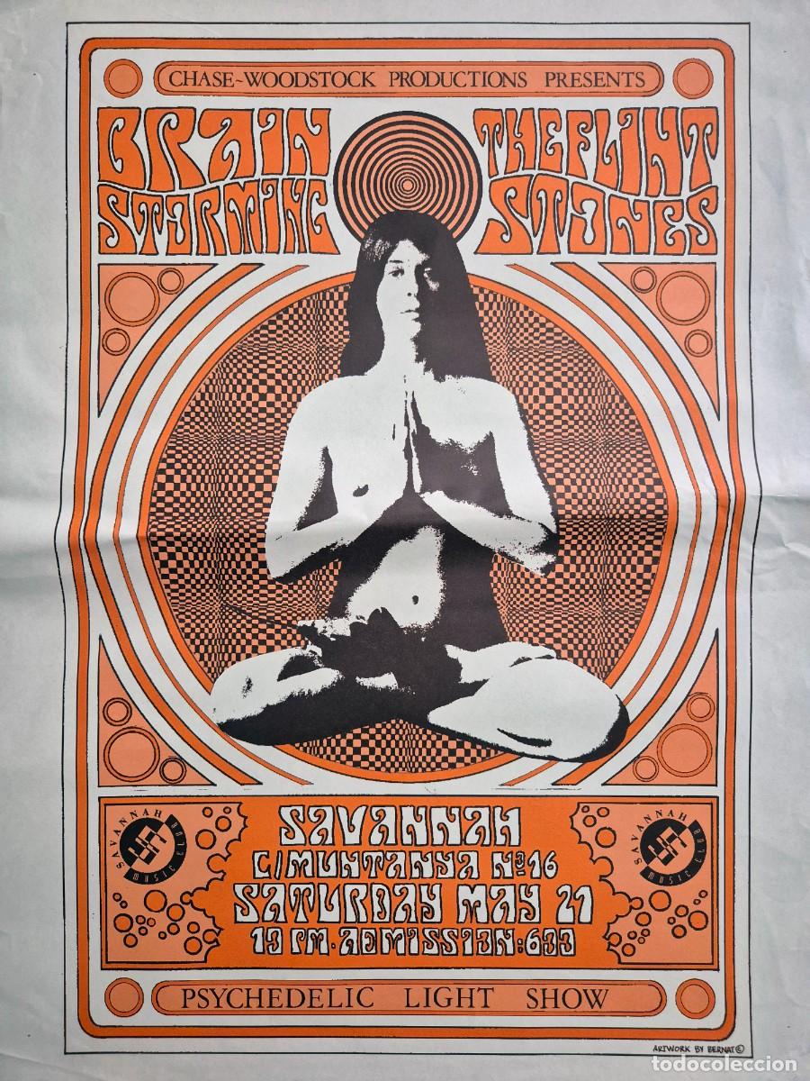 M&uacute;sica de colecci&oacute;n: Brain Storming / The Flint Stones. P&oacute;ster psicod&eacute;lico de Bernat Lliteras. Sala Savannah (Barcelona)