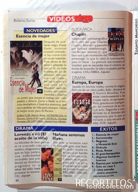 M&uacute;sica de colecci&oacute;n: NOVEDADES EN VIDEO VHS EUROPA EUROPA CHAPLIN ESENCIA DE MUJER LORENZOS OIL EL ACEITE DE LA VIDA