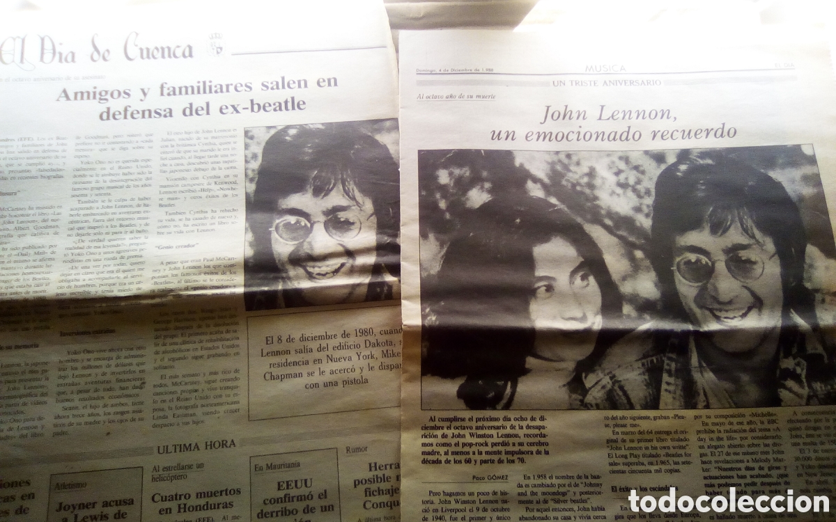 M&uacute;sica de colecci&oacute;n: 2 Hojas El d&iacute;a de Cuenca. Diciembre 1988. John Lennon y Yoko Ono.