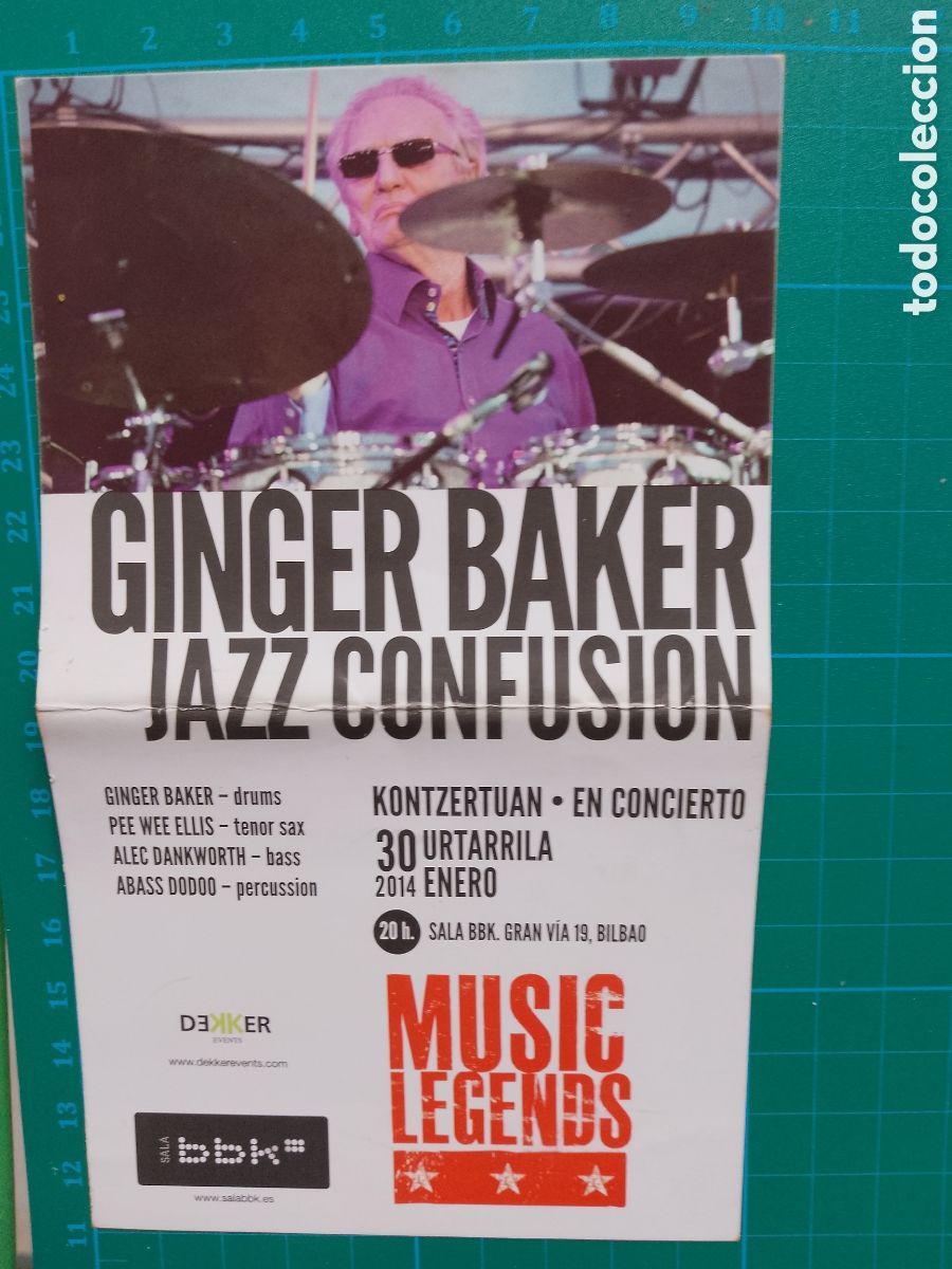 M&uacute;sica de colecci&oacute;n: GINGER BAKER JAZZ CONFUSION . MUSIC LEGENDS . SALA BBK BILBAO . FLYER INFO