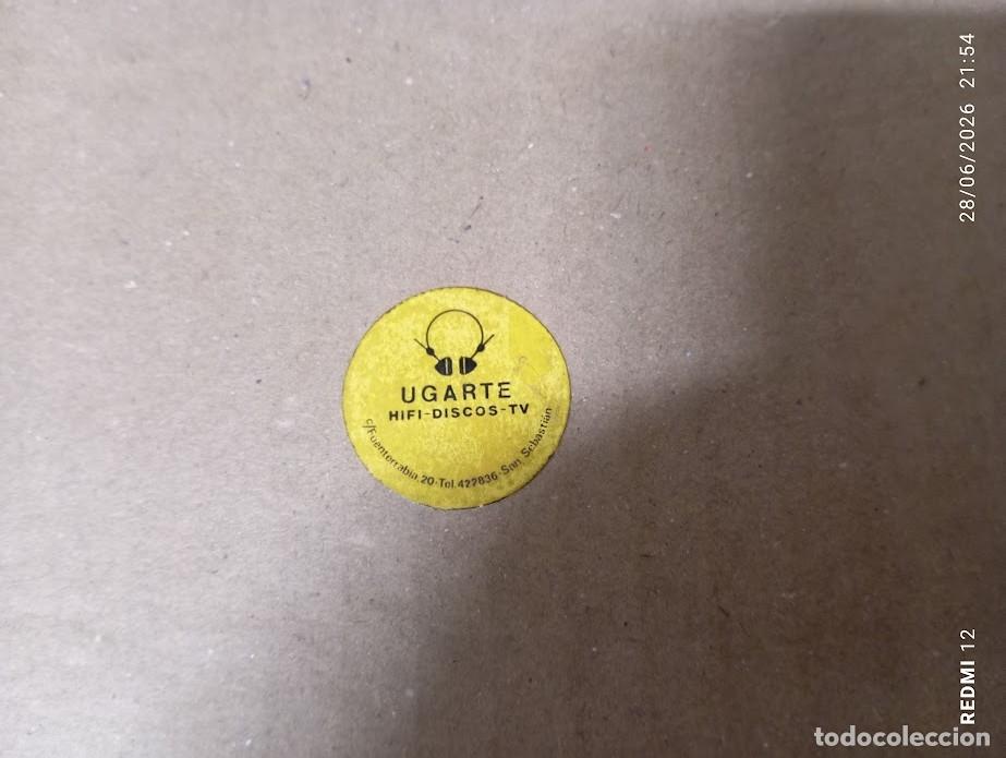 M&uacute;sica de colecci&oacute;n: ETIQUETA PARA DISCOS DE TIENDA DE DISCOS UGARTE SAN SEBASTIAN
