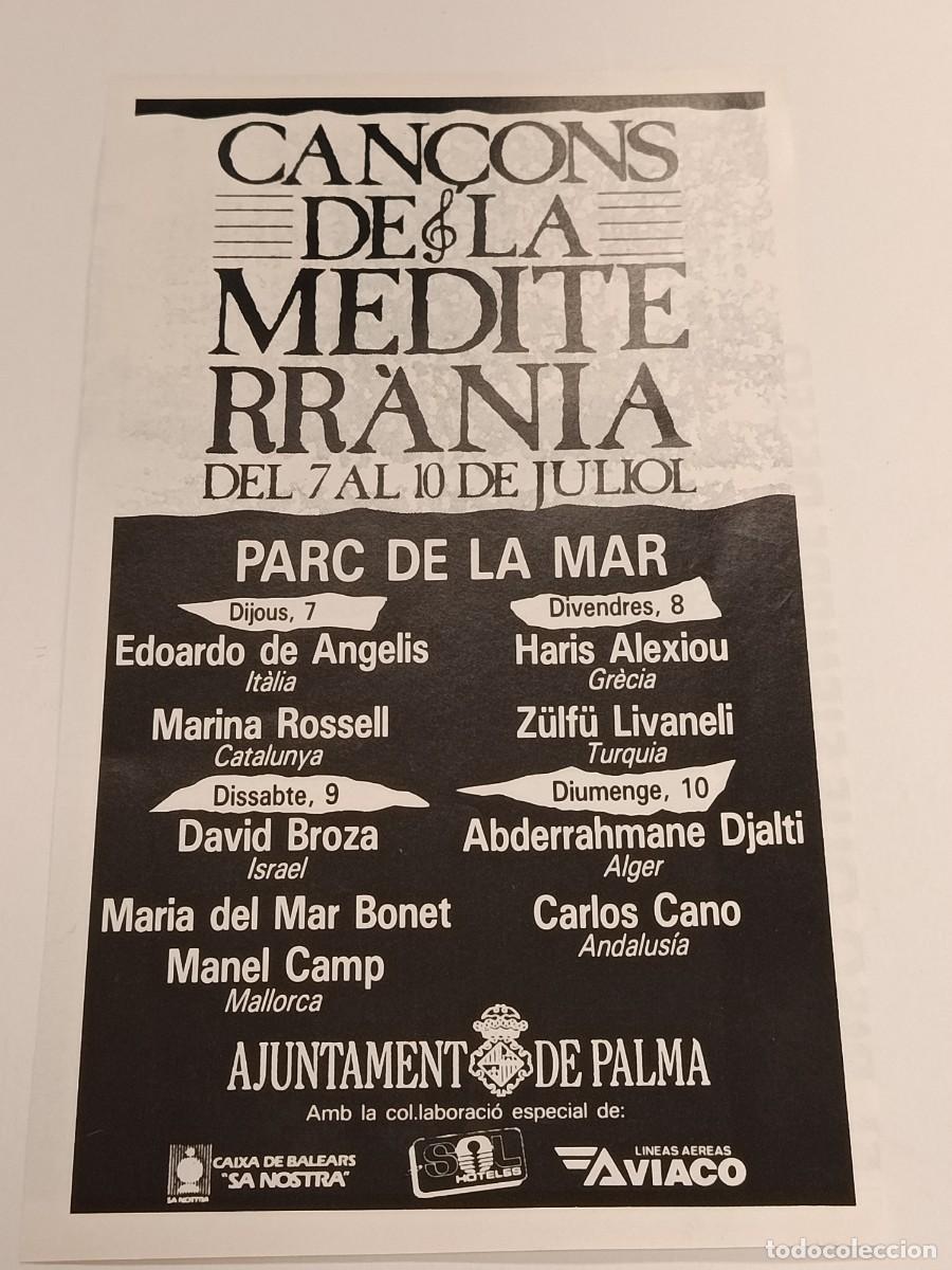 M&uacute;sica de colecci&oacute;n: Publicidad Antigua Revista Festival Can&ccedil;ons Mediterrania Palma Mallorca Carlos Cano Maria Mar Bonet