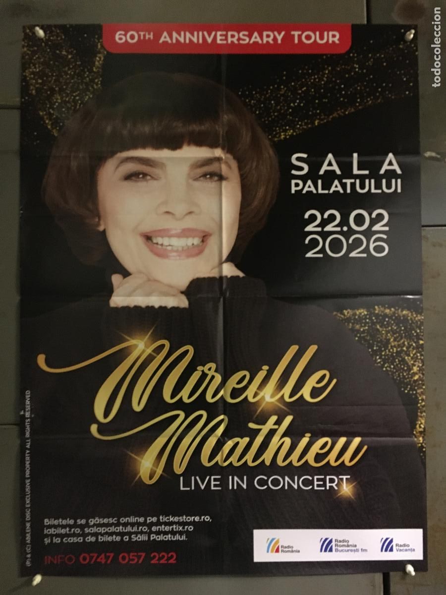 Musique de collection: AFJ49 MIRELLE MATTHIEU LIVE IN CONCERT 2026 CONCIERTO BUCAREST POSTER ORIGINAL 64X88 RUMANO