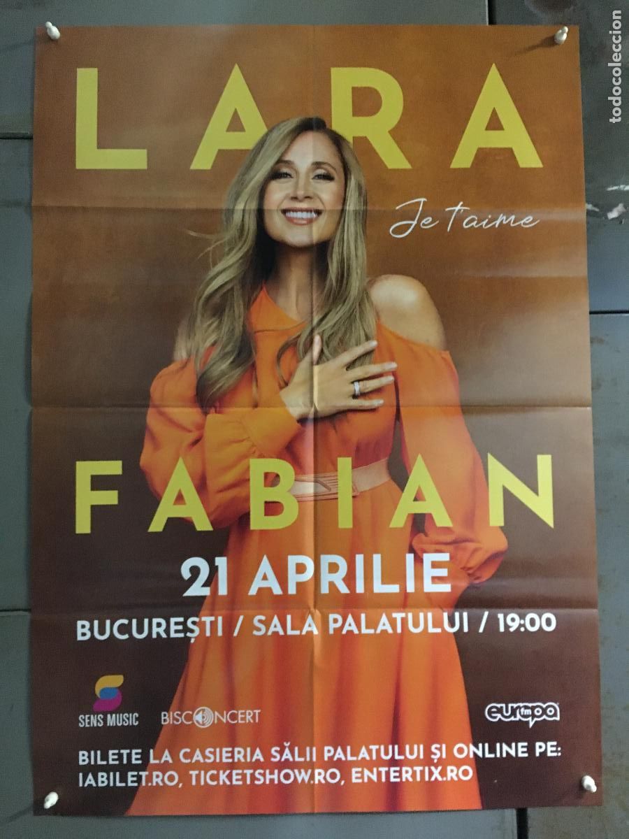 Musique de collection: AFJ52 LARA FABIAN JE T'AIME CONCIERTO BUCAREST POSTER ORIGINAL 64X88 RUMANO