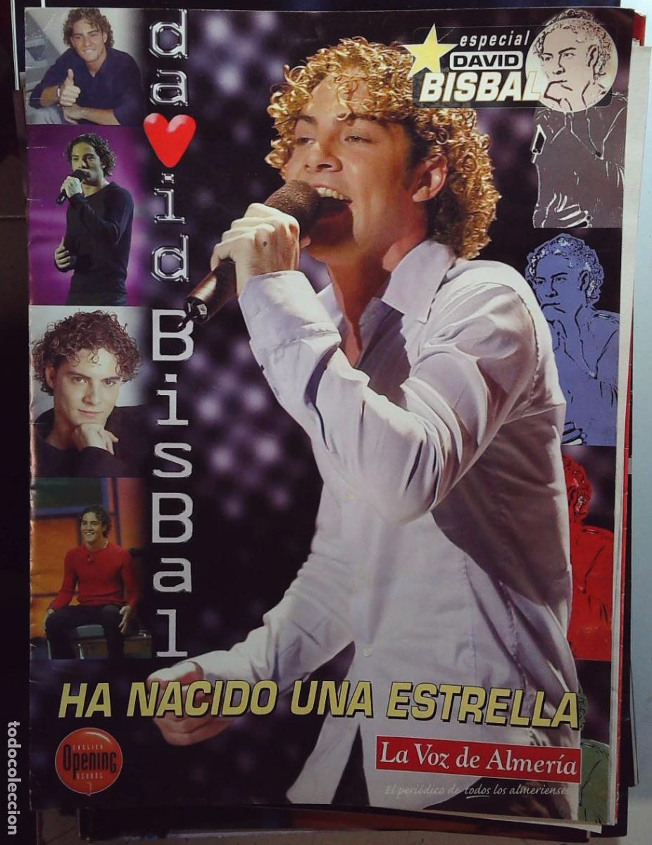 M&uacute;sica de colecci&oacute;n: DAVID BISBAL SU VIDA SUPLEMENTO LA VOZ DE ALMERIA CARPETA Y DOS FASCICULOS
