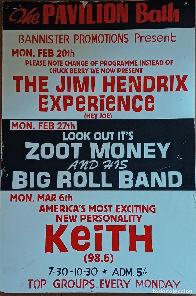 M&uacute;sica de colecci&oacute;n: POSTER ORIGINAL DEL CONCIERTO DEL GUITARRISTA Y CANTANTE NORTEAMERICANO, JIMI HENDRIX ( A&Ntilde;O 1967 )