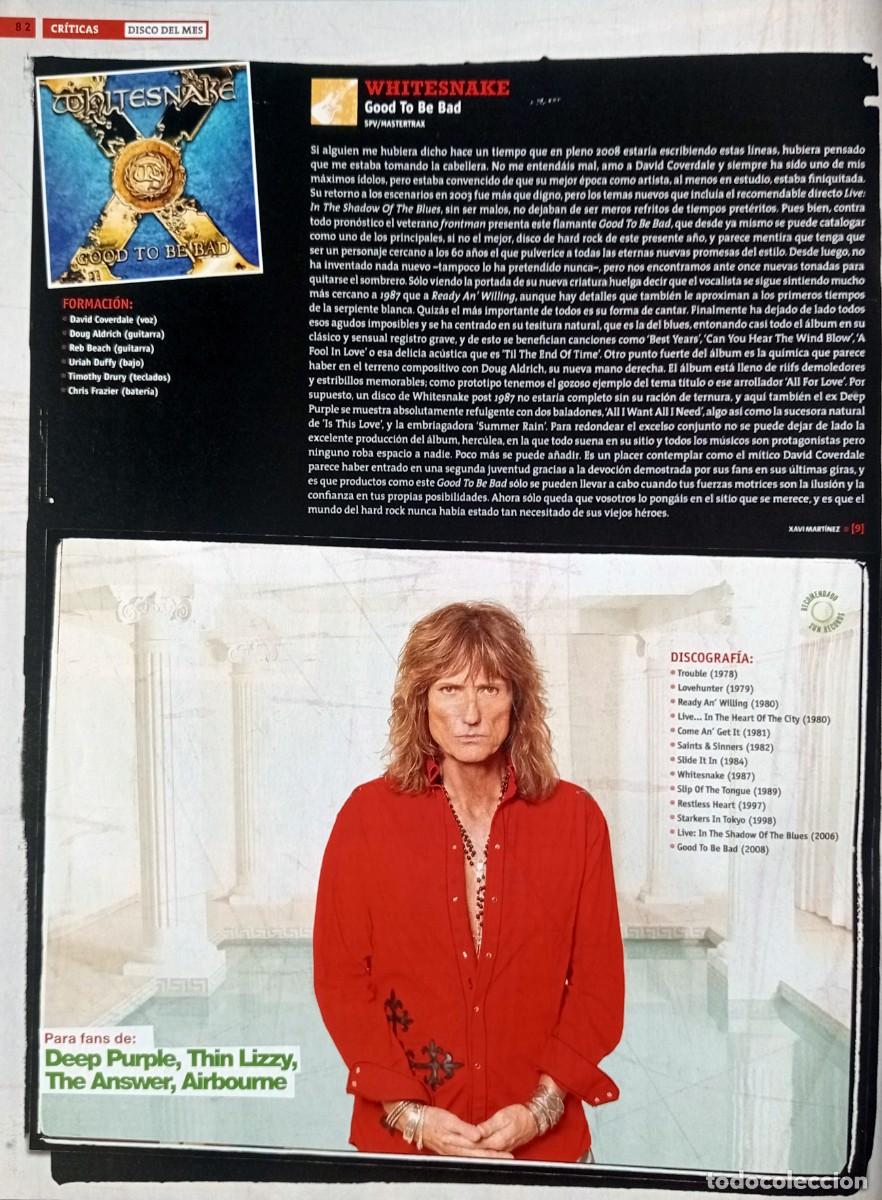 Musiksammlung: WHITESNAKE - GOOD TO BE BAD CLIPPINGS ENTREVISTA RECORTE REVISTA DAVID COVERDALE