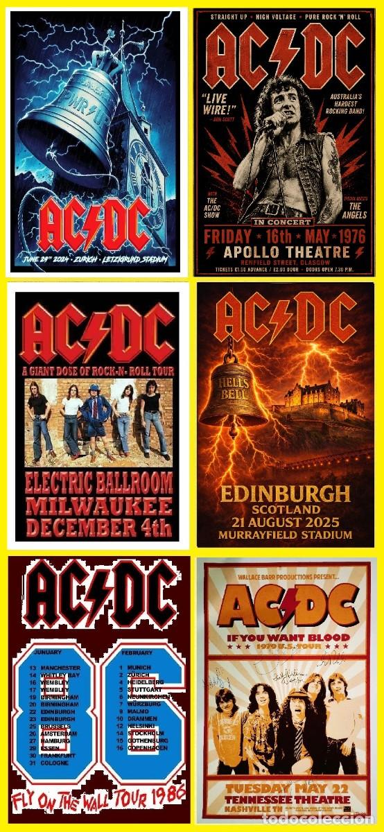 M&uacute;sica de colecci&oacute;n: AC DC Posters - LIMT OFFER - LIMT OFFER 6 POSTERS VINTAGE CONCERT !! cartel 30x40 !!