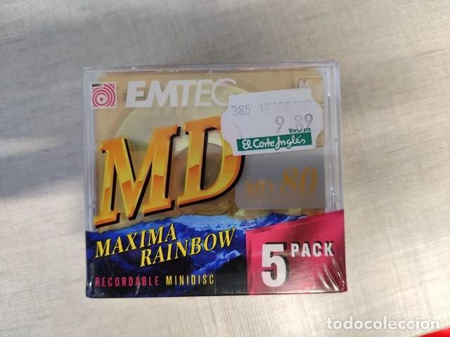 M&uacute;sica de colecci&oacute;n: Pack 5 MiniDisc EMTEC Maxima Rainbow 80