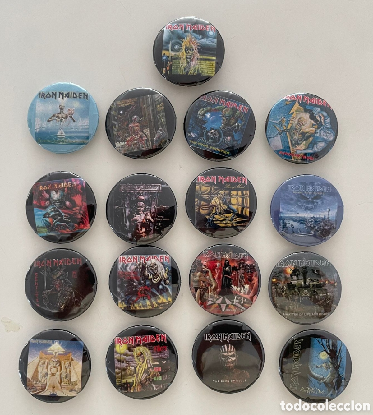 M&uacute;sica de colecci&oacute;n: IRON MAIDEN - Lote de chapas portadas discos LP