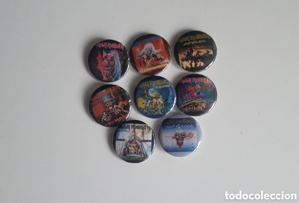 M&uacute;sica de colecci&oacute;n: IRON MAIDEN - Lote de chapas portadas discos LP directos, EPs, singles (2)