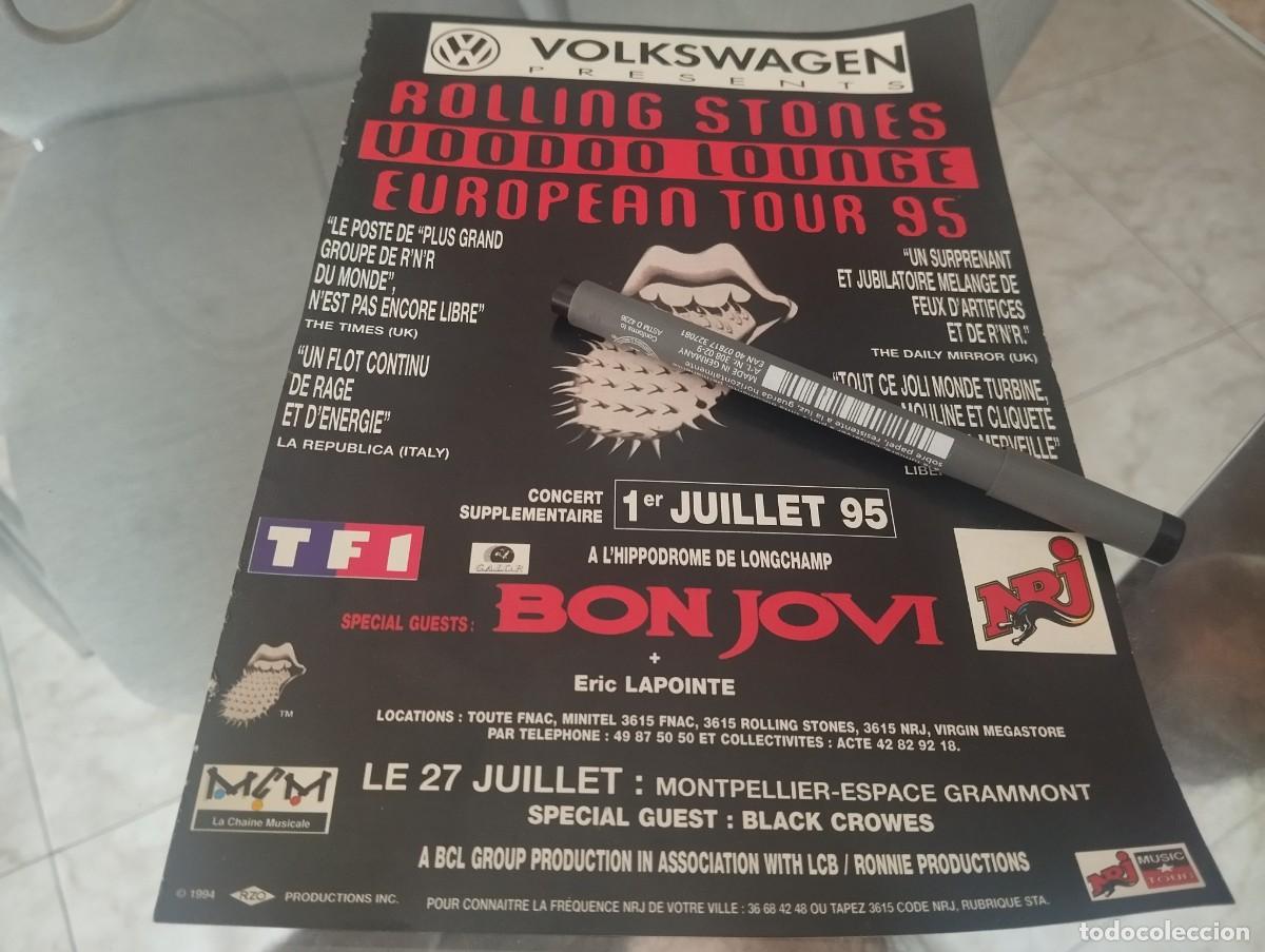 M&uacute;sica de colecci&oacute;n: ROLLING STONES, BON JOVI EUROPEAN TOUR 95 ANUNCIO PUBLICIDAD REVISTA FRANCESA 1995