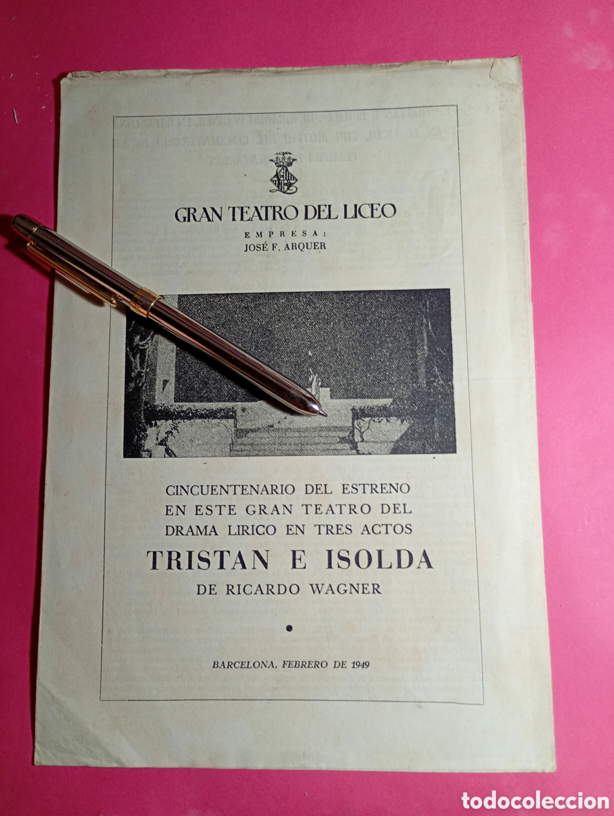 M&uacute;sica de colecci&oacute;n: WAGNER TRISTAN E ISOLDA 50 A&Ntilde;OS ESTRENO EN EL LICEO DE BCN TEXTO ISIDRO MAGRI&Ntilde;&Aacute;