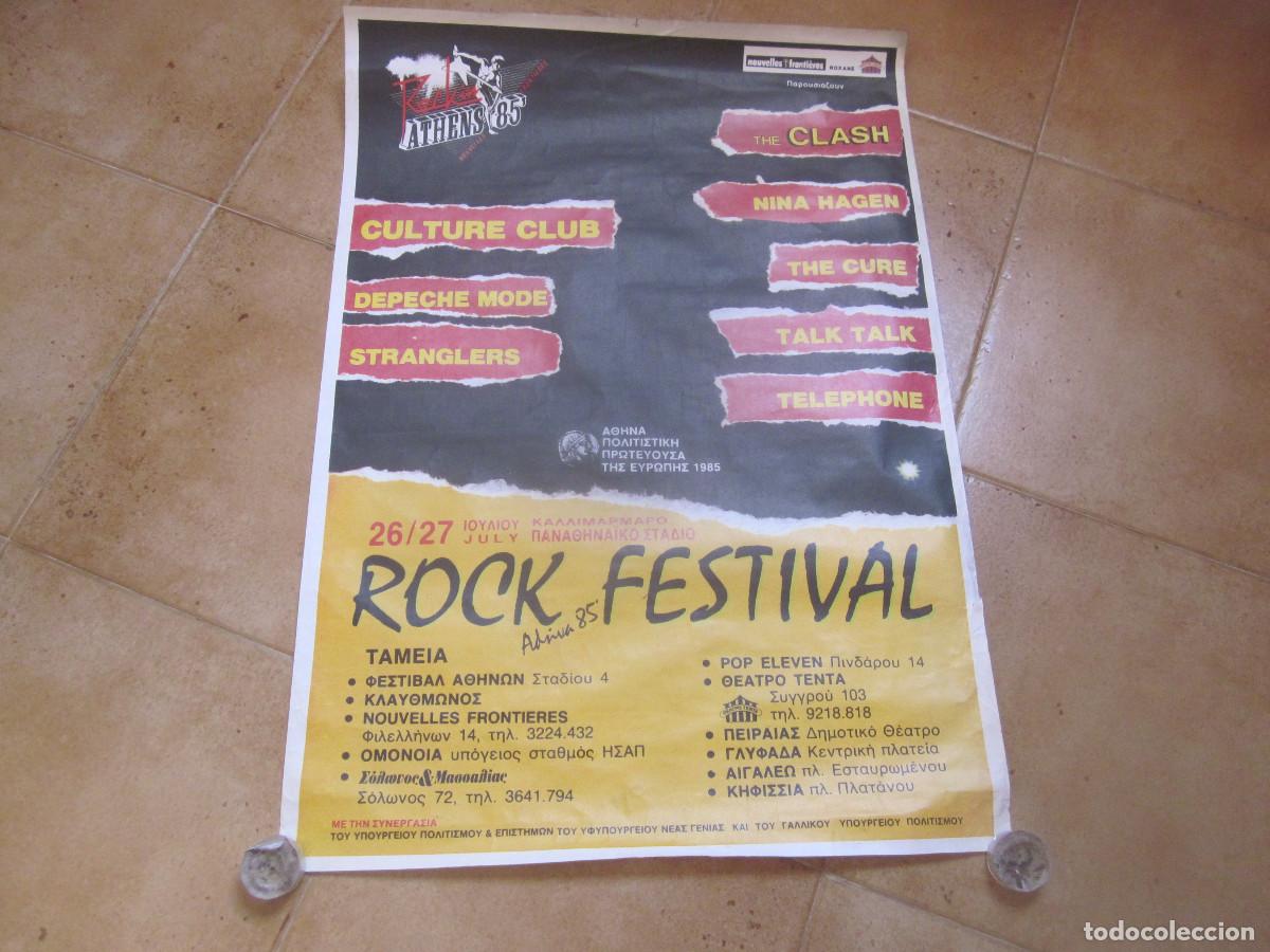 M&uacute;sica de colecci&oacute;n: POSTER ROCK IN ATHENS 85 - CON THE CURE, THE CLASH, ETC