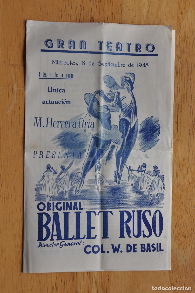 M&uacute;sica de colecci&oacute;n: PROGRAMA DE LA ACTUACI&Oacute;N DEL BALLET RUSO EN EL GRAN TEATRO DE BURGOS -MI&Eacute;RCOLES 8 DE SEPTIEMBRE 1948