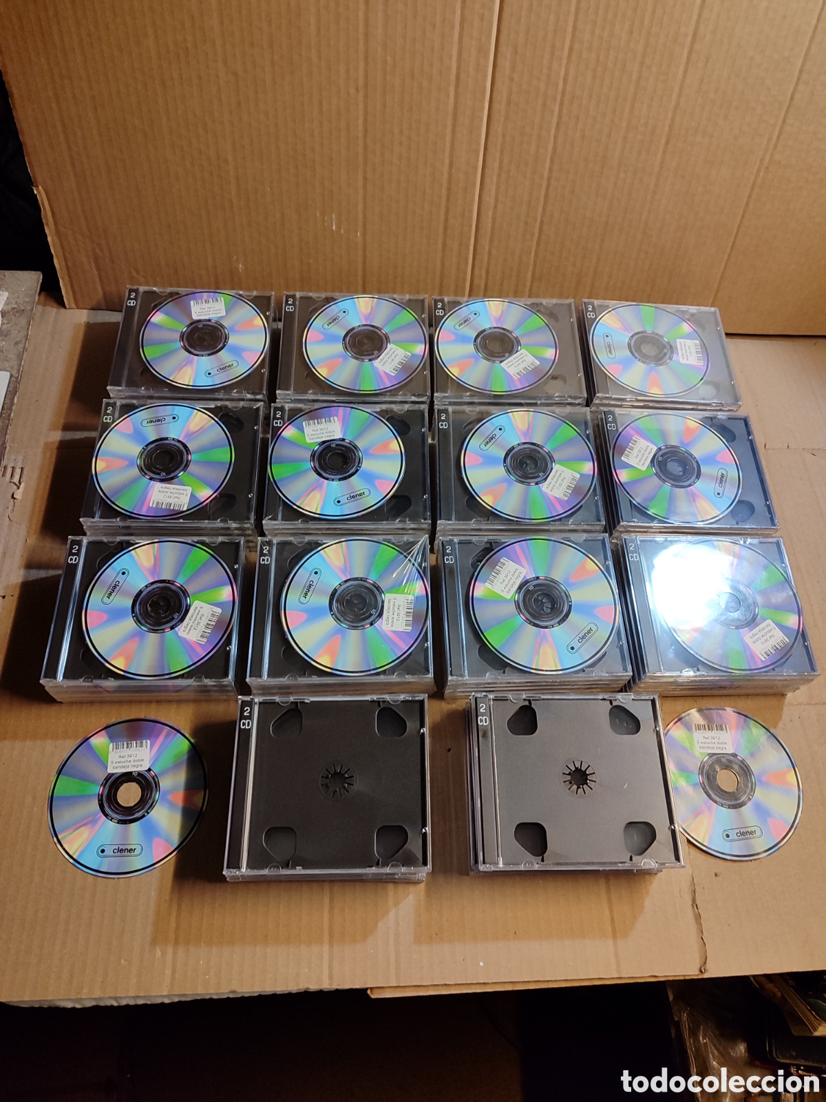 M&uacute;sica de colecci&oacute;n: Gran lote cajas CD dobles vacias clener.nuevas a estrenar en packs d 5.5 estuche doble bandeja negra