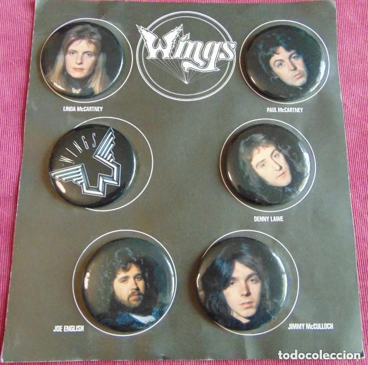 M&uacute;sica de colecci&oacute;n: The Beatles Wings Paul McCartney Memorabilia 6 Badges Pins originales EN SU CARTULINA