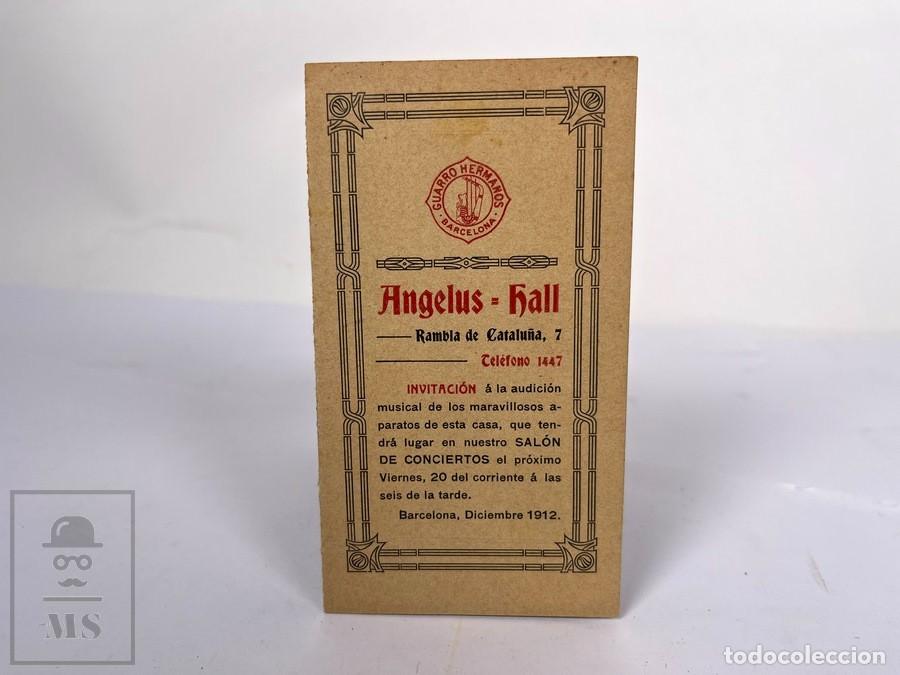 M&uacute;sica de colecci&oacute;n: Antigua Invitaci&oacute;n de Concierto- Angelus-Hall / Piano Welke-Mignon - Barcelona Diciembre del 1912
