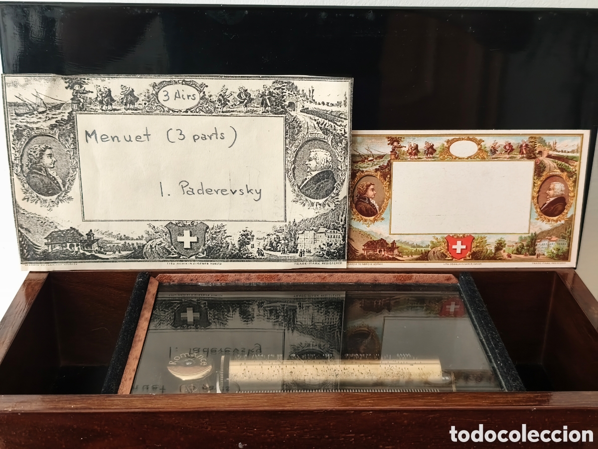 M&uacute;sica de colecci&oacute;n: Exquisita Caja de M&uacute;sica Suiza &rdquo;Romance&rdquo; (Reuge) &ndash;Marqueter&iacute;a Fina, 3 Melod&iacute;as -