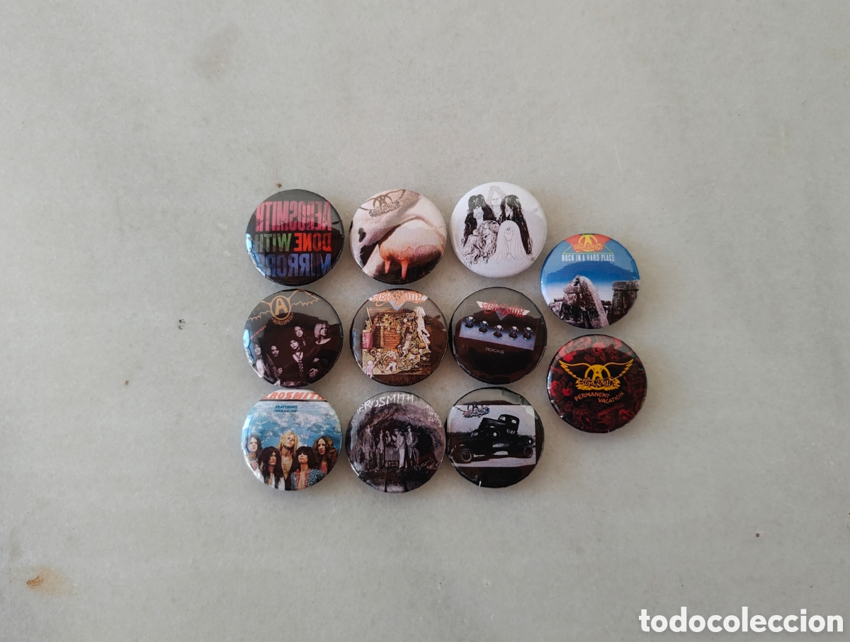 M&uacute;sica de colecci&oacute;n: AEROSMITH - Lote de chapas portadas discos LP