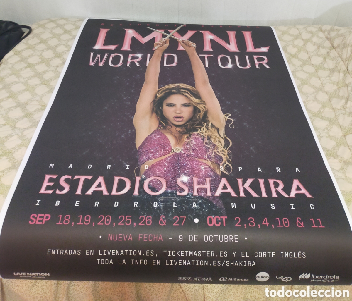 M&uacute;sica de colecci&oacute;n: Shakira poster cartel lmynl world tour Madrid 2026 1,40 x 1,00