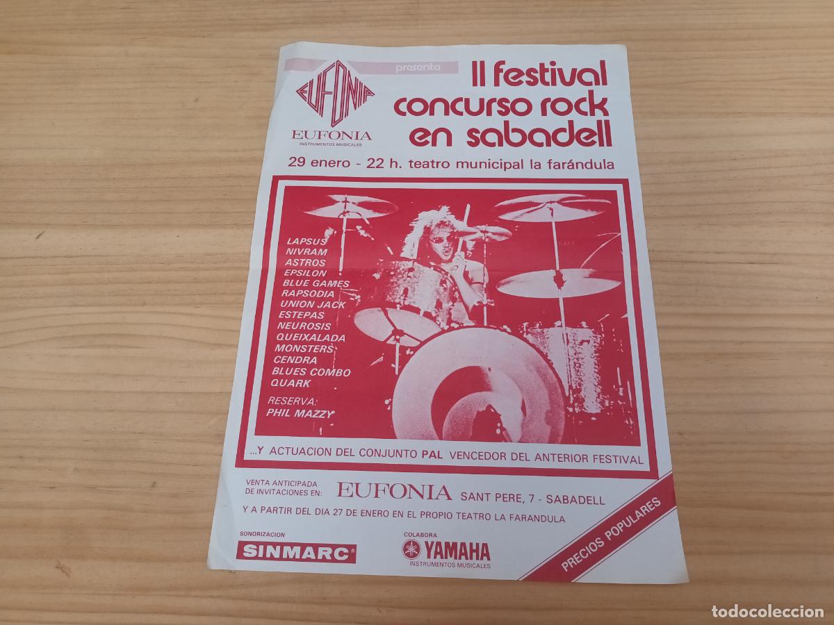 M&uacute;sica de colecci&oacute;n: CARTEL II FESTIVAL ROCK EN SABADELL. LAPSUS, PAL, QUEIXALADA, TEATRO FAR&Aacute;NDULA