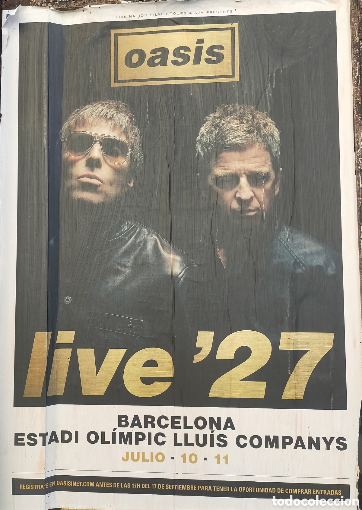 M&uacute;sica de colecci&oacute;n: Poster cartel oasis live '27 Barcelona 10 y 11 julio nuevo sin pegar 1,00 x 0,70
