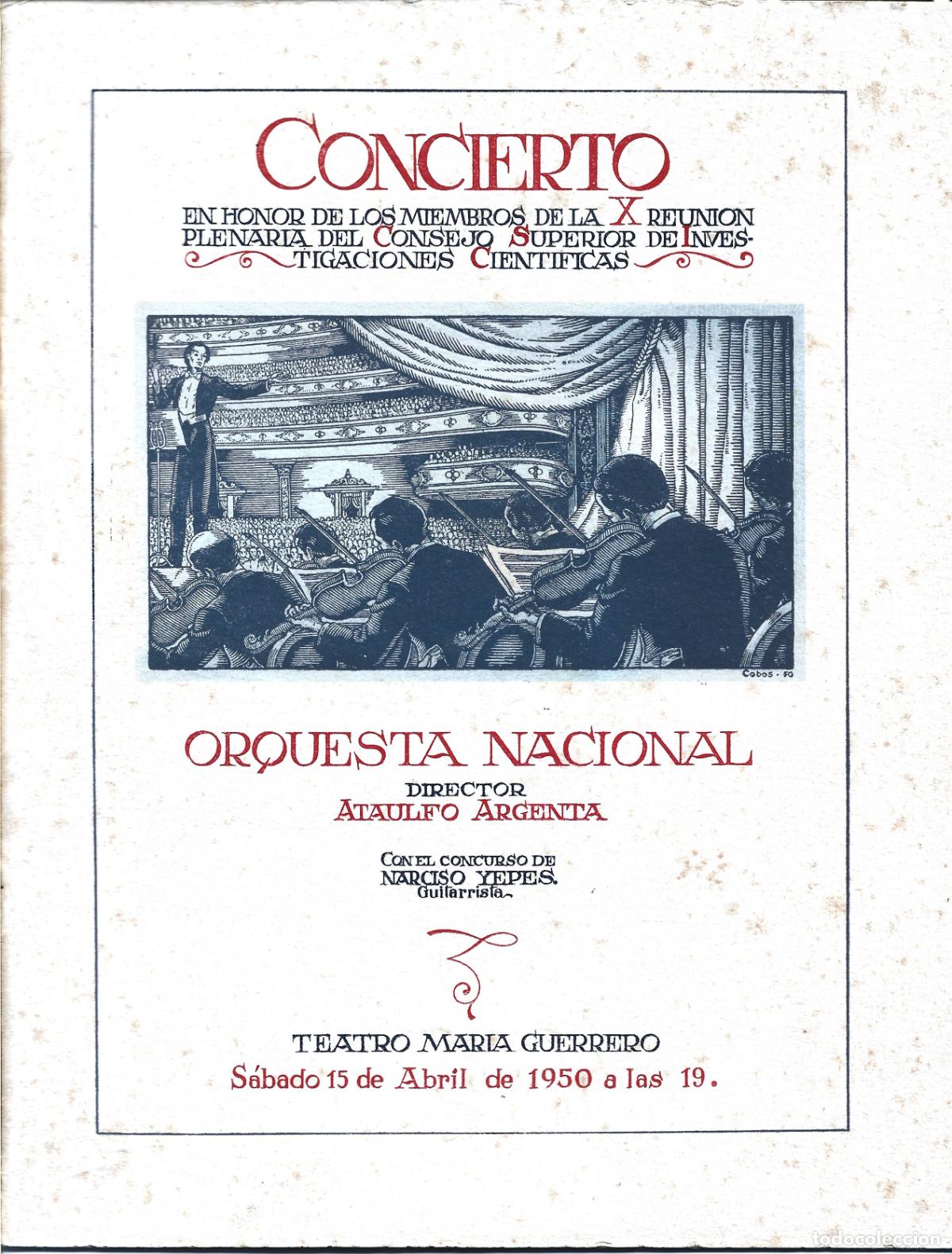 M&uacute;sica de colecci&oacute;n: CONCIERTO EN HONOR AL C.S.I.C.-ORQUESTA NACIONAL-ATAULFO ARGENTA-NARCISO YEPES -GUITARRA