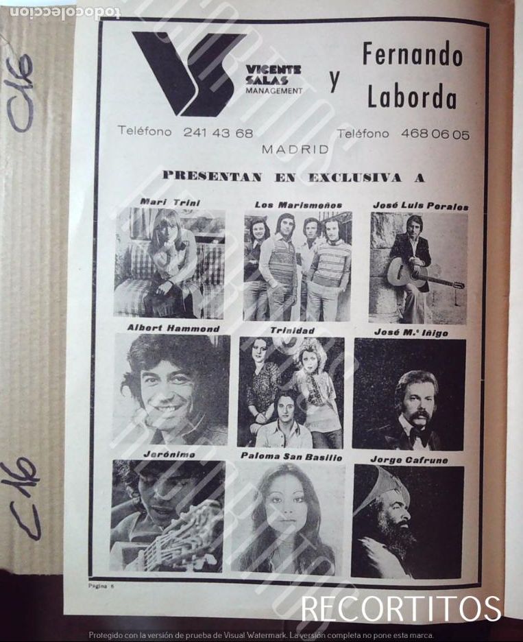 M&uacute;sica de colecci&oacute;n: paloma san basilio trinidad jeronimo jose luis perales mari trini los marisme&ntilde;os albert hammond jo