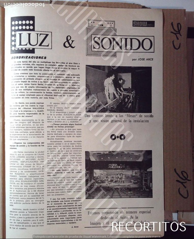 M&uacute;sica de colecci&oacute;n: musical mallorca 76 el sonido e iluminacion - Foto 1