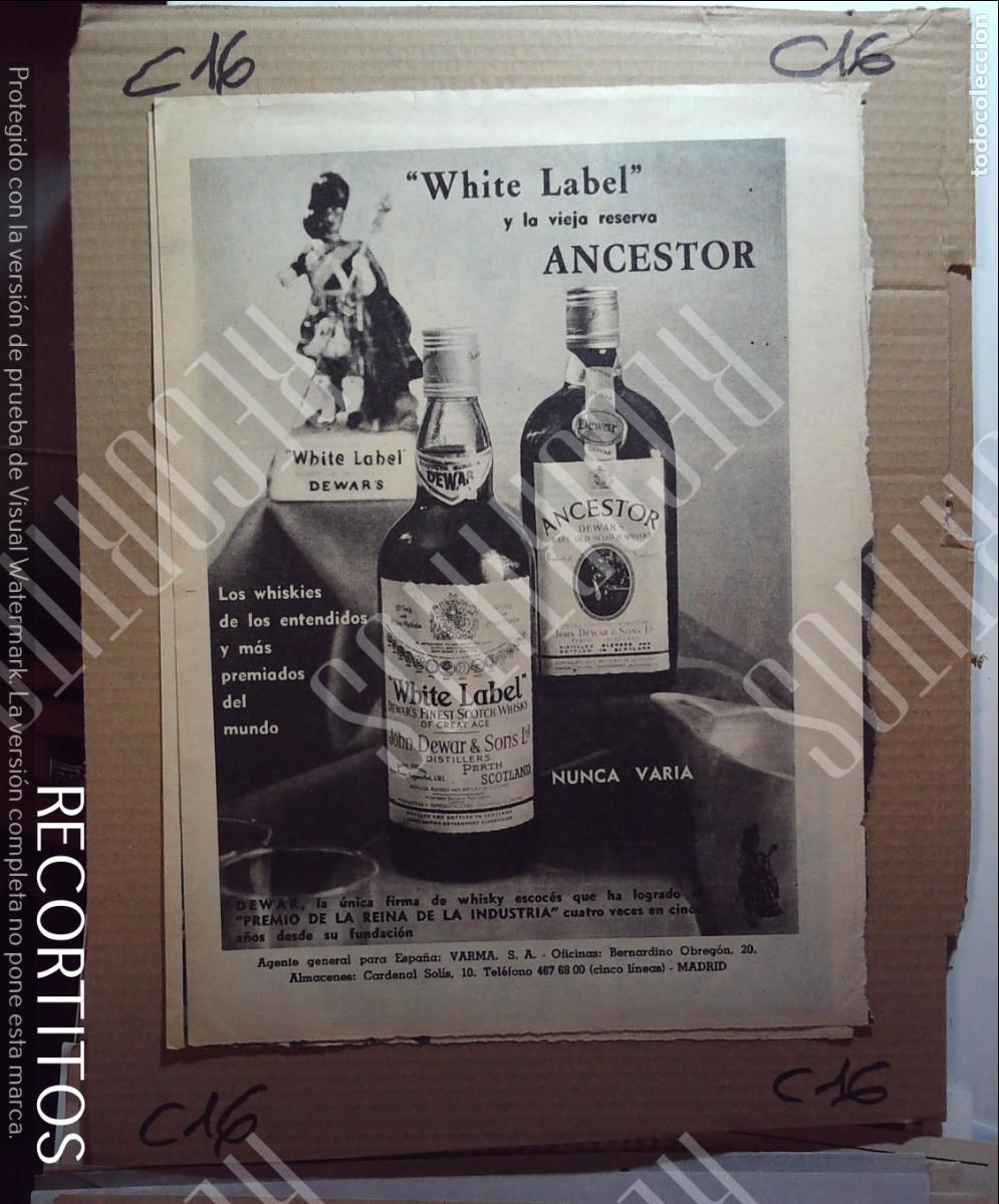 M&uacute;sica de colecci&oacute;n: white label ancestor whisky lenceria ropa de ba&ntilde;o zorbas cigarrillos tabaco