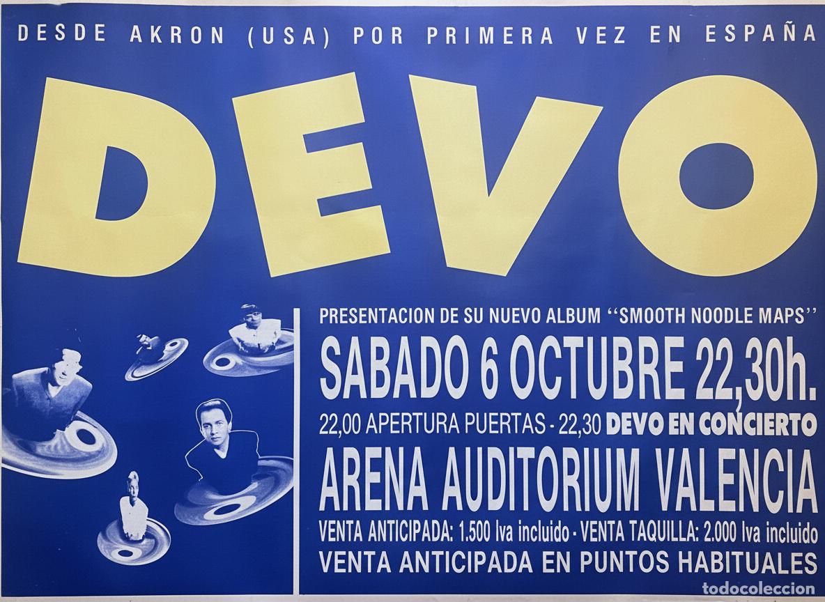 M&uacute;sica de colecci&oacute;n: DEVO CARTEL POSTER 1990 ORIGINAL 70X100 CMS APROX ARENA VALENCIA SPAIN