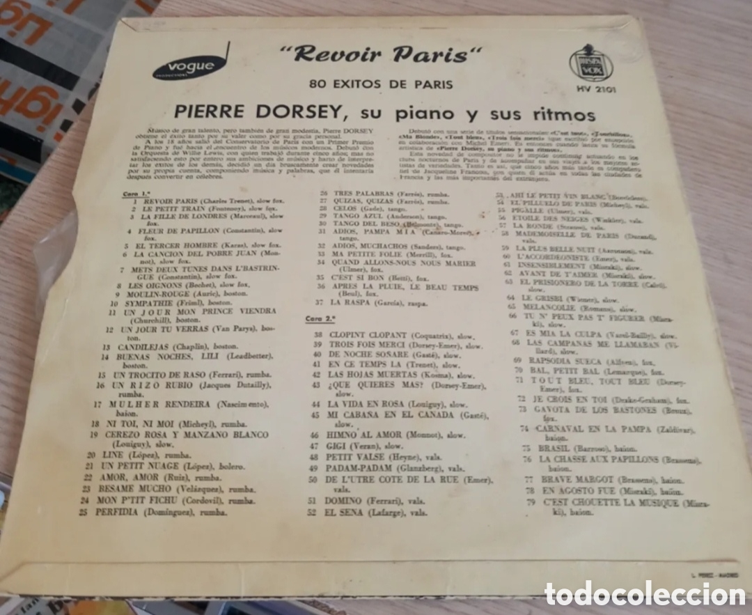 M&uacute;sica de colecci&oacute;n: LP Revoir Paris - 80 Exitos de Paris - Foto 2