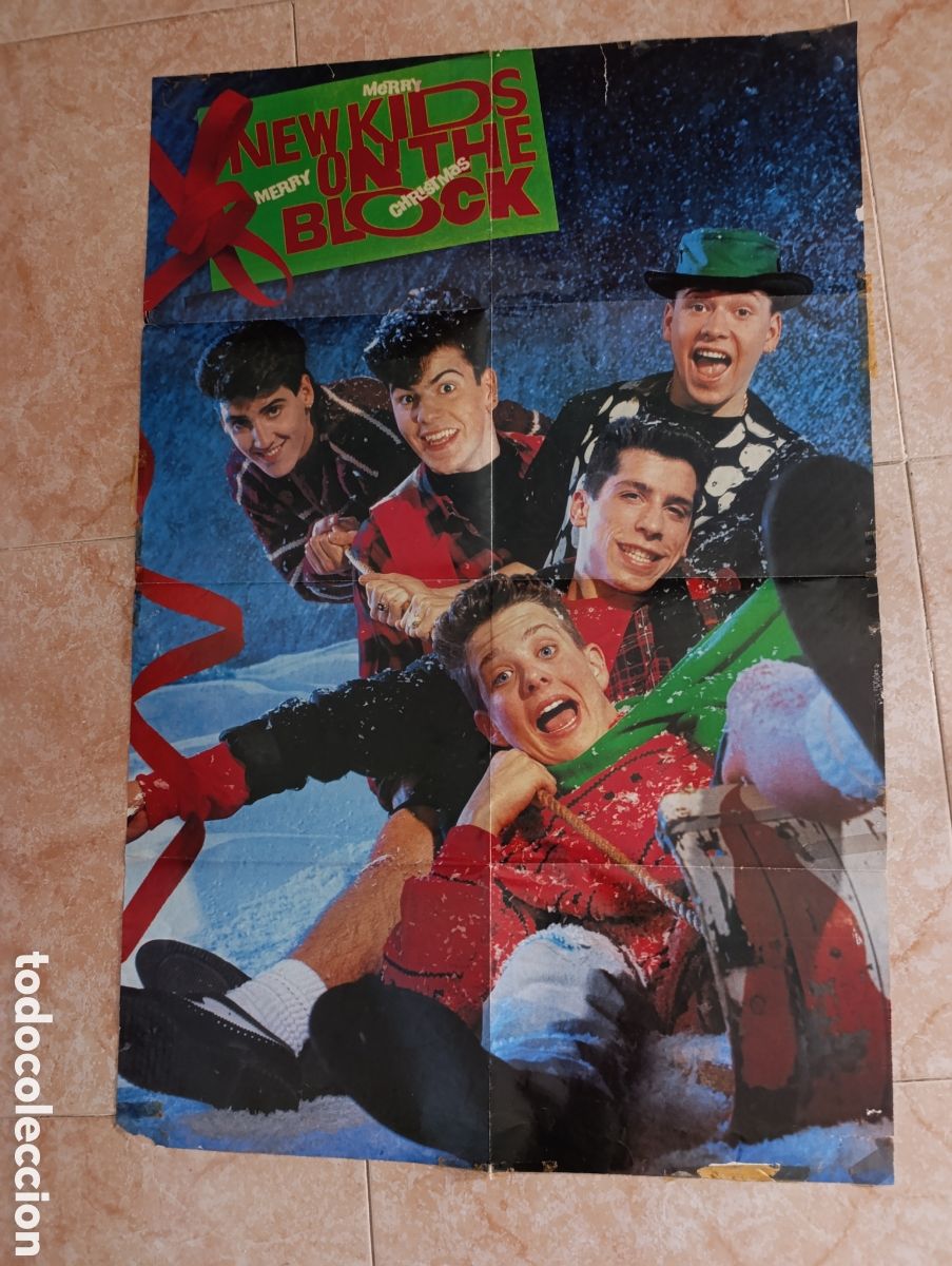 M&uacute;sica de colecci&oacute;n: P&oacute;ster New Kids on the Block (1989) - &Aacute;lbum Navide&ntilde;o &rdquo;Merry, Merry Christmas&rdquo; Original,83 x 56 cm