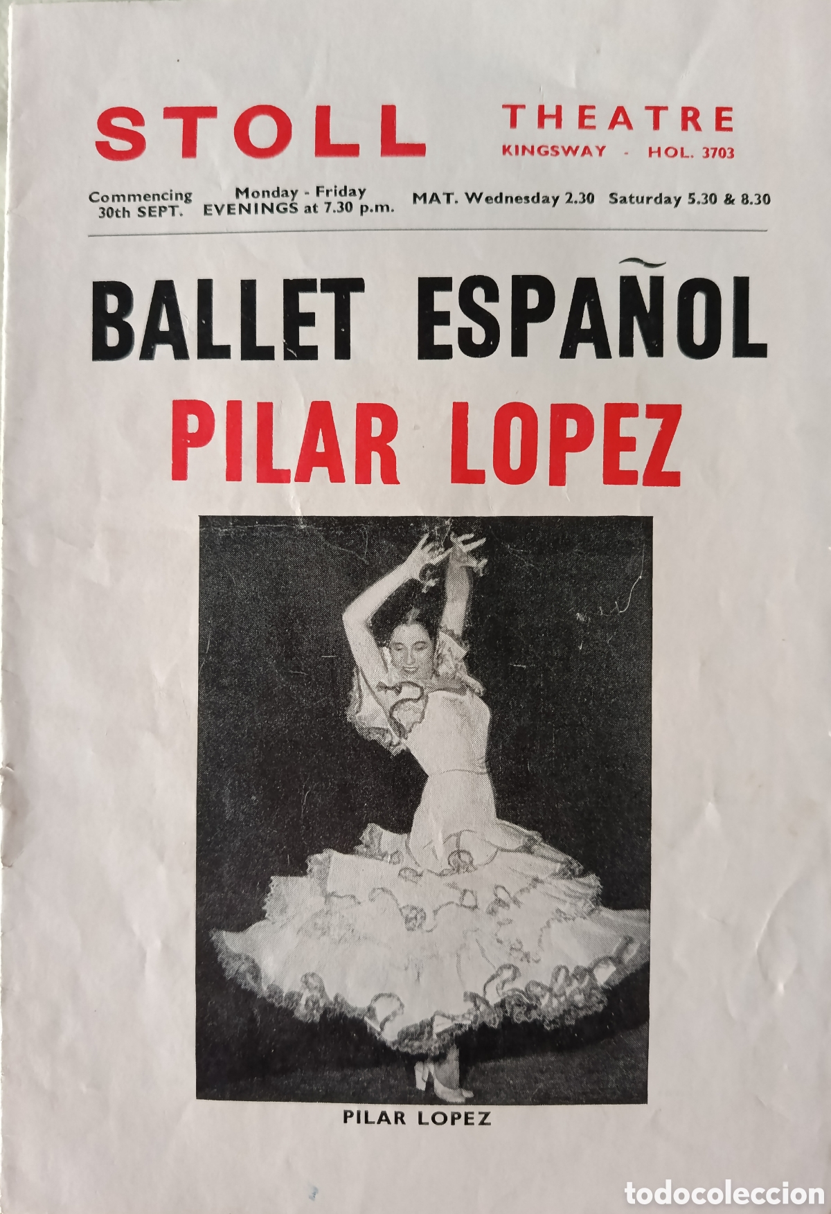 M&uacute;sica de colecci&oacute;n: Pilar L&oacute;pez programa del Teatro Stoll de Londres.