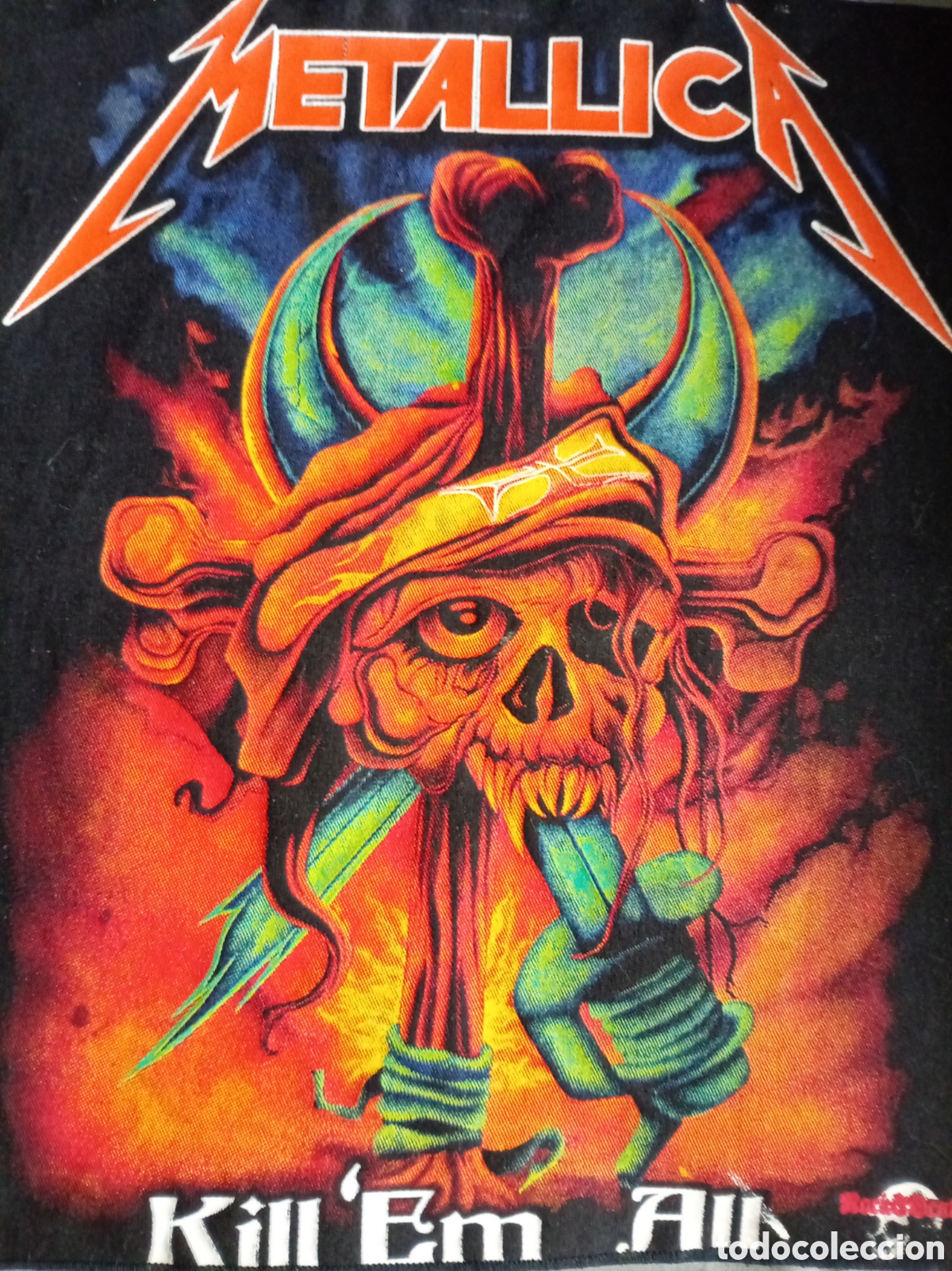 M&uacute;sica de cole&ccedil;&atilde;o: Antigua tela METALLICA. Kill'Em All. Parche grande pintado. A&ntilde;os 80. Ver fotos