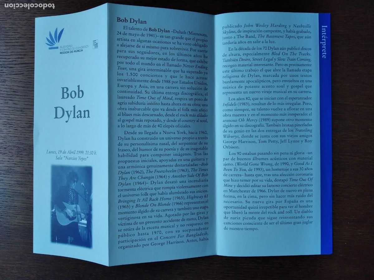 M&uacute;sica de colecci&oacute;n: Programa Bob Dylan - Murcia 1999 - Foto 2