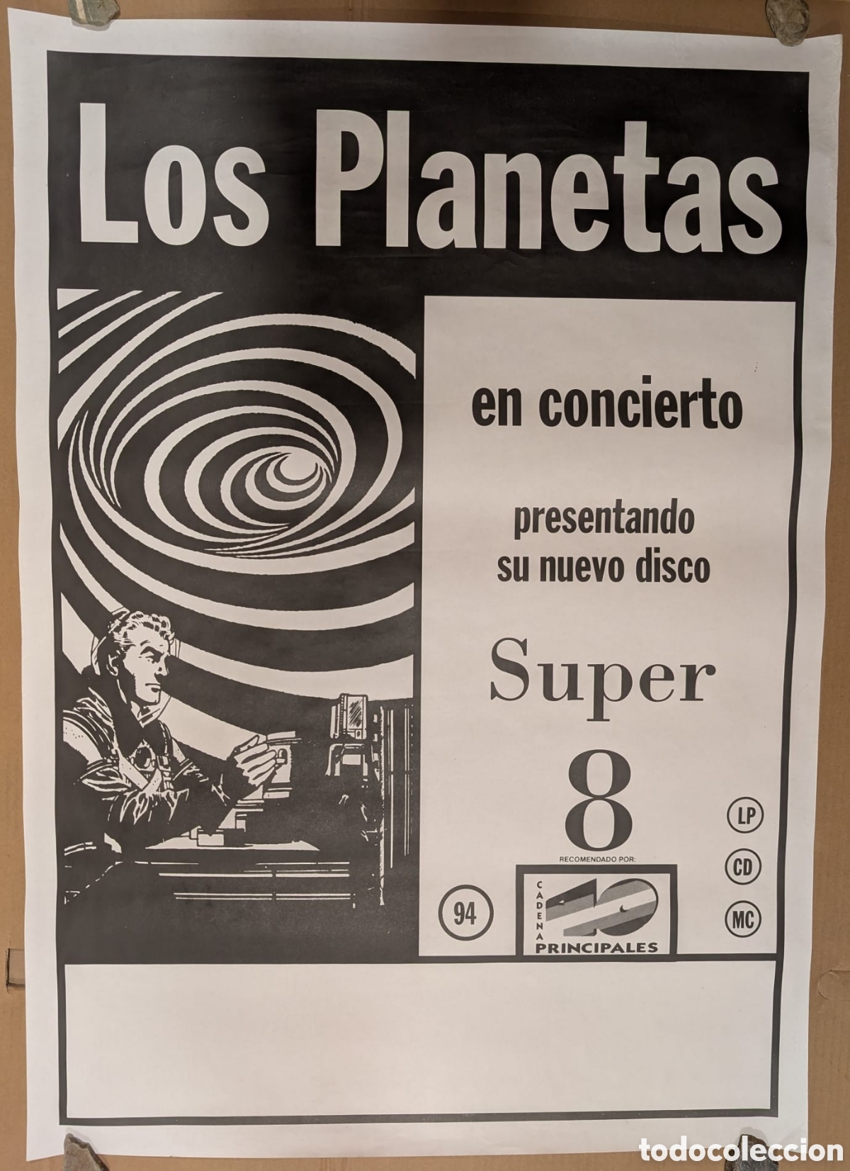 M&uacute;sica de cole&ccedil;&atilde;o: Cartel original gigante Los Planetas - Gira 1994 Super 8 - Dise&ntilde;o Javier Aramburu - Impecable 112x80