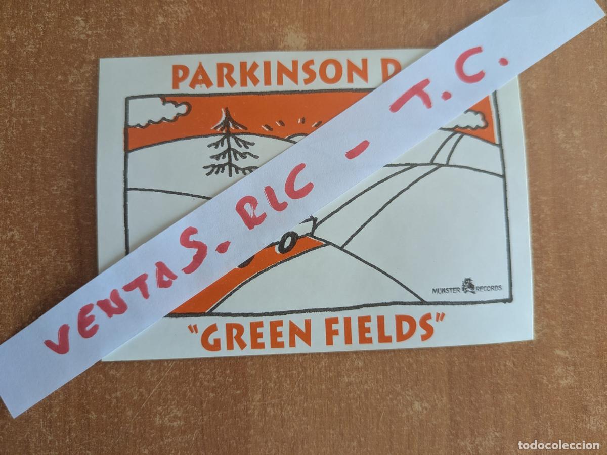 M&uacute;sica de colecci&oacute;n: Pegatina Parkinson DC. Green fields. Munster Records. A&ntilde;os 90.