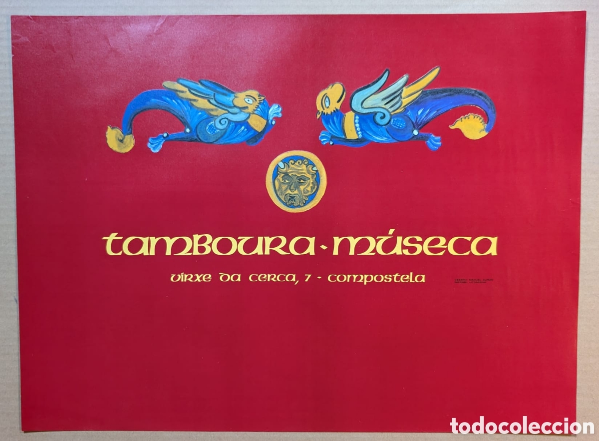 Musiksammlung: Cartel original gigante Pub Tamboura M&uacute;sica Santiago de Compostela - Dise&ntilde;o Manuel Dur&aacute;n - Impecable