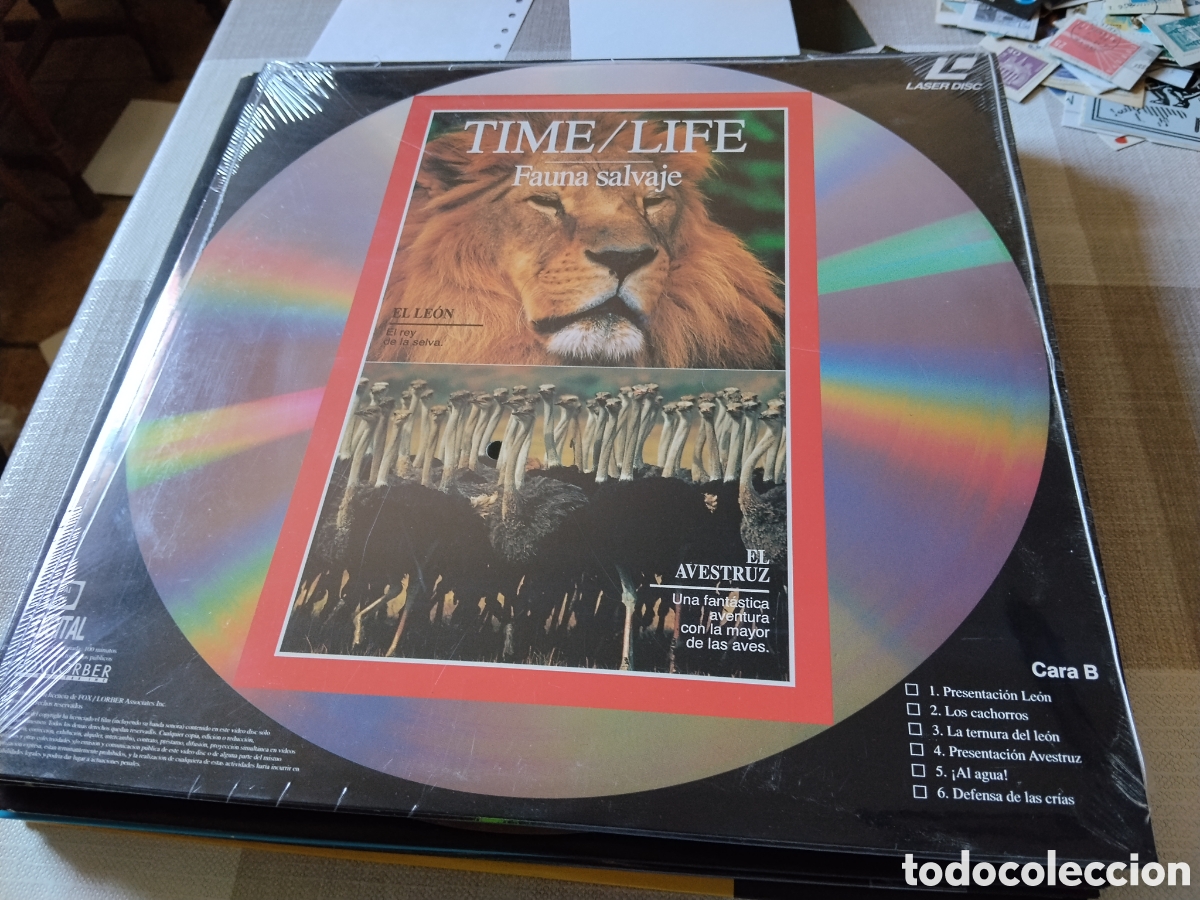 M&uacute;sica de colecci&oacute;n: Disco laser disc fauna salvaje,el leopardo,simios de la india,el le&oacute;n,el avestruz